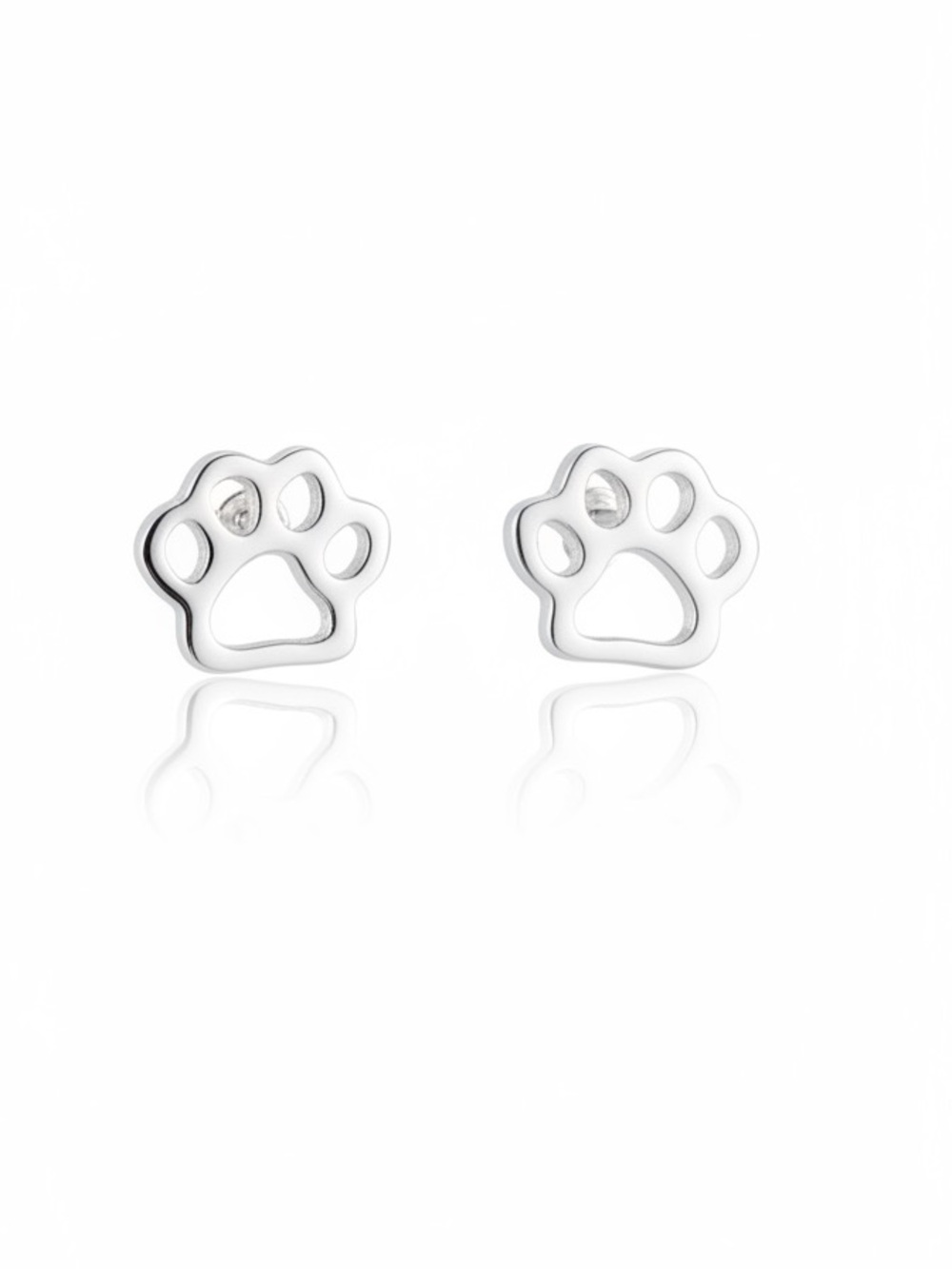 New Silver Cat Kitten Kitty Dog Puppy Open Paw Print Lightweight Post Earrings
